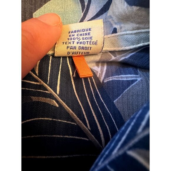 Tommy Bahama Blue Yellow Botanical Floral Silk Button Up Shirt Size XXXL 3XB - Picture 5 of 6